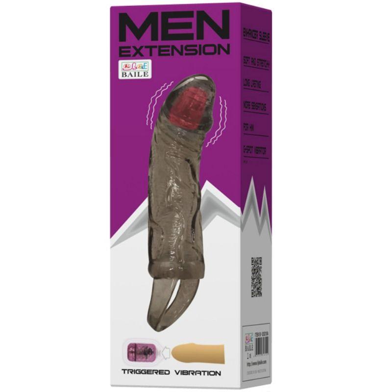 Baile: MEN EXTENSION VIBRATING COVER FOR PENIS WITH STRAP FLESH 13.5 CM