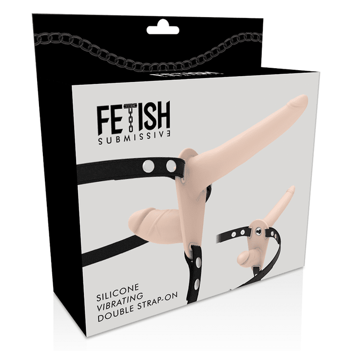 Fetish Submissive: Dobbel flesh strap-on vibrator